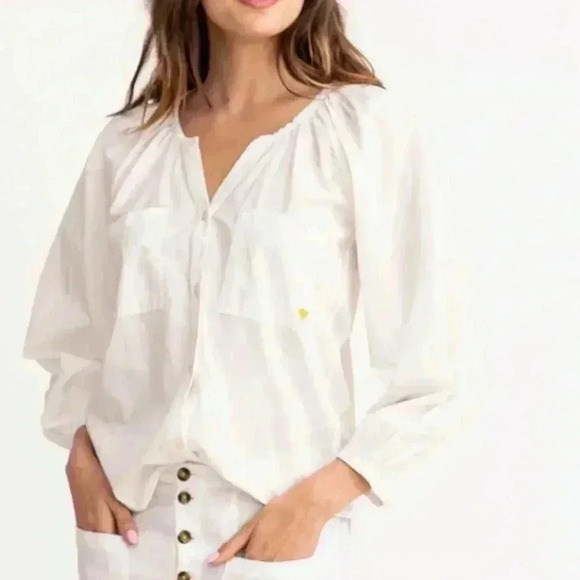 Kerri Rosenthal - Elise Blouse in White XS yellow embroidered heart - Picture 2 of 8